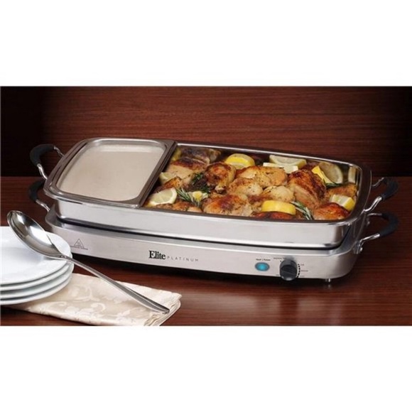 Elite Platinum EWM-9933 Deluxe Triple Buffet Server Food Warmer 3 x 2.5Qt - Picture 6 of 7